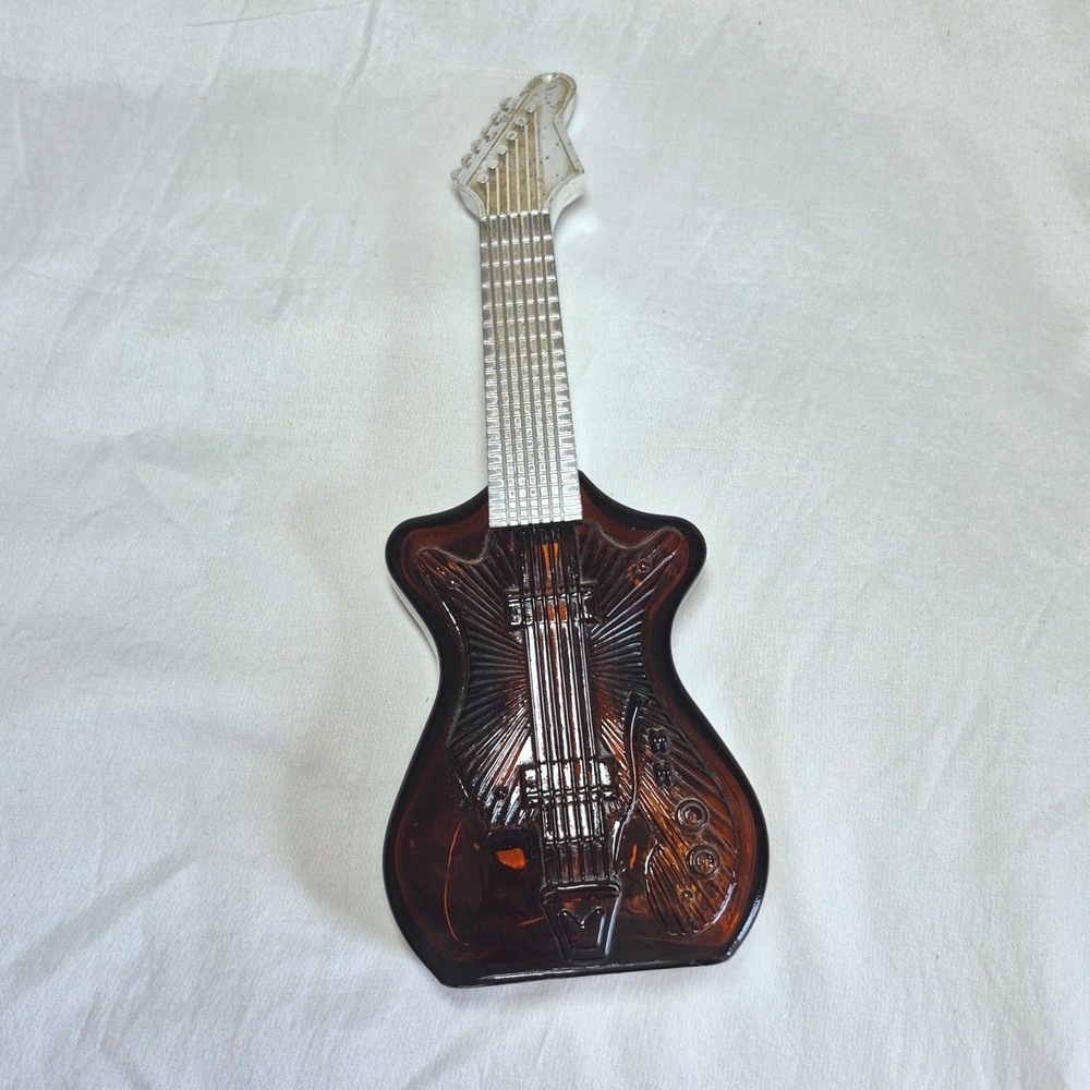 Vintage Avon guitar Wild Country aftershave bottle brown amber‎ glass